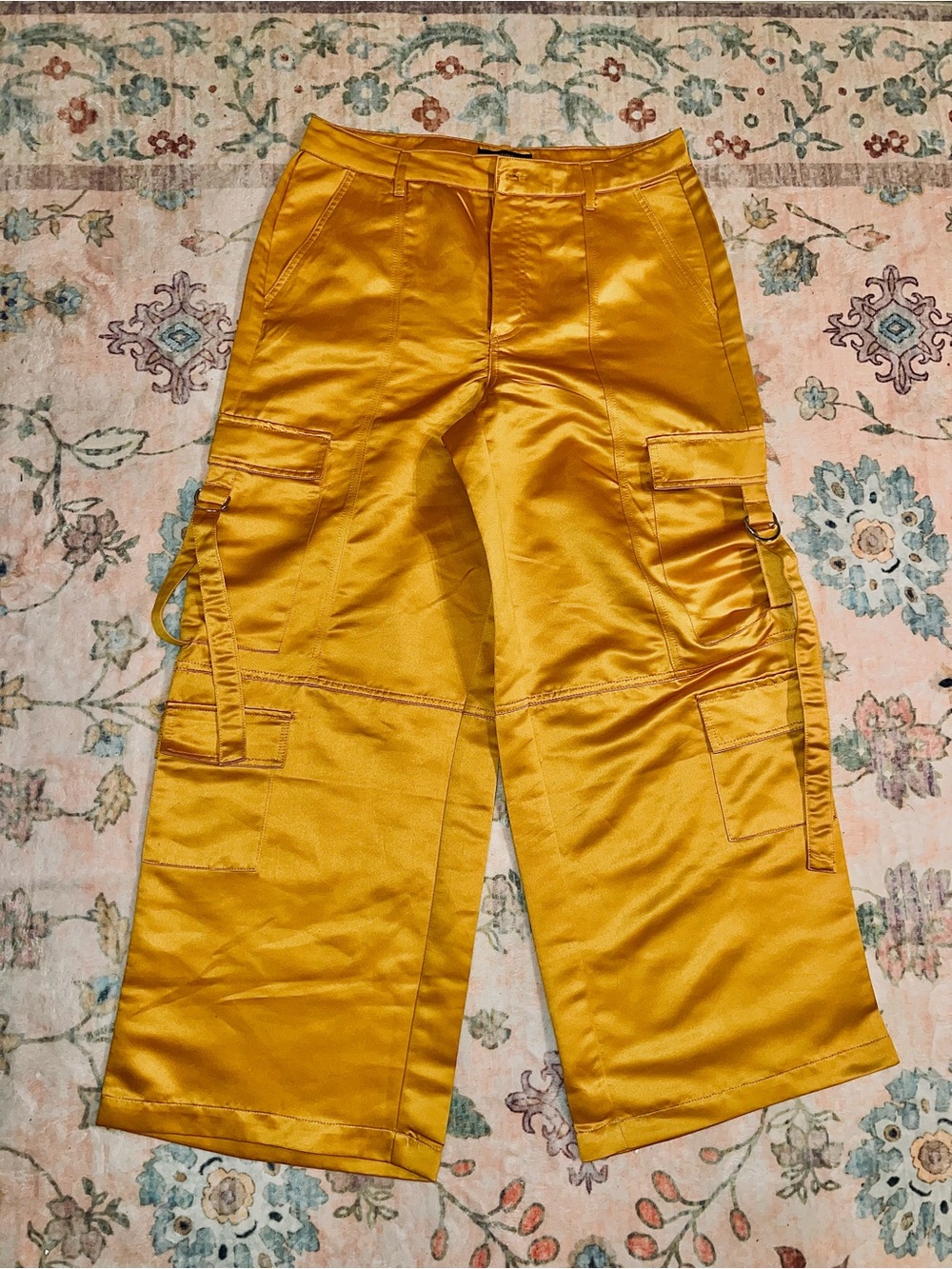 Forever 21 Mustard Yellow Wide-Leg Cargo Pants